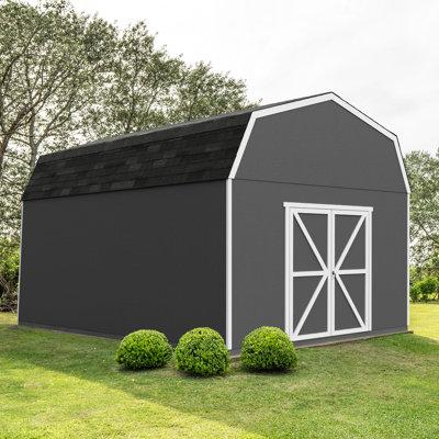 Handy Home Hudson 12 ft. W x 20 ft. D Wood Storage Shed in Black/Brown/Red | 136.25 H x 144 W x 288 D in | Wayfair 19447-4