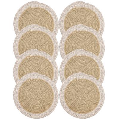 Home Mart Goods Extra Thick Woven Trivet Round Placemats Natural Cotton Hot Potholder Mat Heat Resistant - 9
