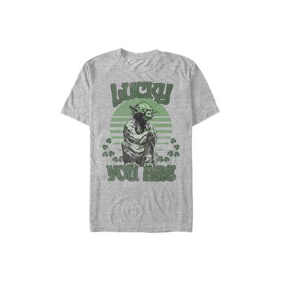 Men's Big & Tall Lucky Is Yoda Tops & Tees by Mad Engine in Athletic Heather (Size 3XLT)