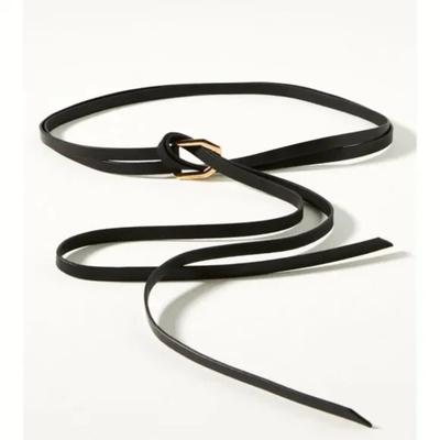 Anthropologie Accessories | Anthropologie Skinny Leather Double Wrap Belt Black | Color: Black | Size: Medium