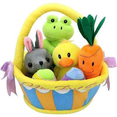 The Holiday Aisle® 7 Pcs Basket for Easter Plush Original Style Plushies Playset Stuffers Toys, in Blue Gray Green | Wayfair