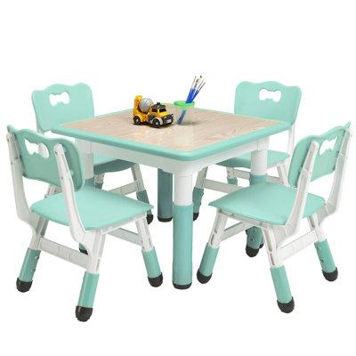 gaomon MDF Adjustable Square 4 Students Activity Table & Chairs Laminate | 25.59 W in | Wayfair ljh-PTO_0YUMY61W