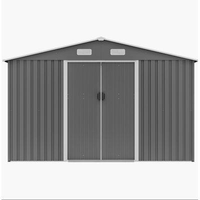 AOOLIVE Outdoor Weather 10 ft. W x 8 ft. D Metal Storage Shed in Gray | 76.1 H x 119.56 W x 94.88 D in | Wayfair AOOWLS-315-W1212S00031