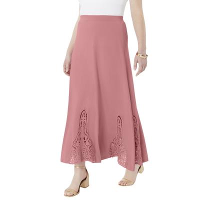 Plus Size Women's Ultrasmooth® Fabric Lace Maxi Skirt by Roaman's in Desert Rose (Size 38/40)