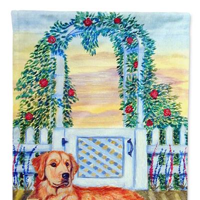 Caroline's Treasures 11 x 15 1/2 in. Polyester Golden Retriever and puppy at the fence Garden Flag 2-Sided 2-Ply