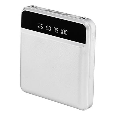 Fresh Fab Finds 10K mAh Mini Power Bank, 2 USB Ports, LCD Display, Type C & Micro USB Input. - White