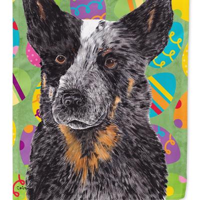 Caroline's Treasures 11" x 15" 1/2" Polyester Australian Cattle Dog Easter Eggtravaganza Garden Flag 2-Sided 2-Ply