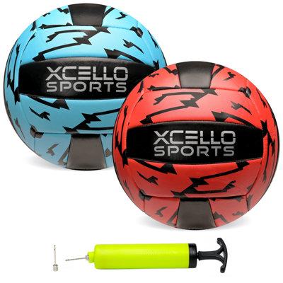 Excello Global Products Xcello Sports Volleyball Assorted Graphics w/ Pump, Pack of 2 in Red/Blue | 6.6 H x 7.8 W x 8.6 D in | Wayfair