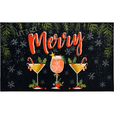 Lets Get Merry Kitchen Rug by Mohawk Home in Black (Size 24 X 40)