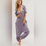 Free People Pants & Jumpsuits | Free People Coffee Chat Romper Nwot | Color: Purple | Size: L