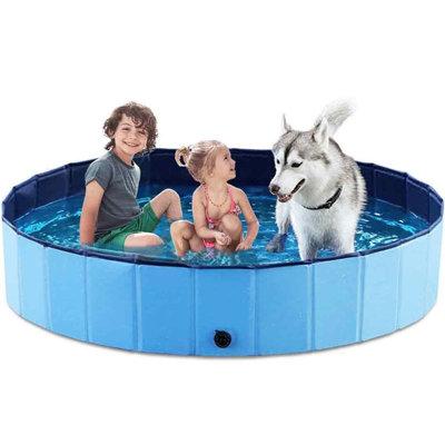 FERACT 1 ft x 5.3 ft Polyvinyl Chloride (PVC) Kiddie Pool in Blue | 12 H x 63 W x 63 D in | Wayfair A01I3DTB2S
