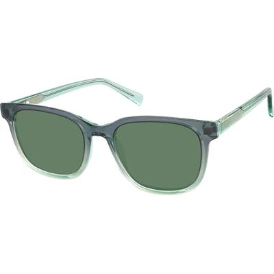 Zenni Square Prescription Glasses W  Snap-On Sunlens Green Plastic Full Rim Frame