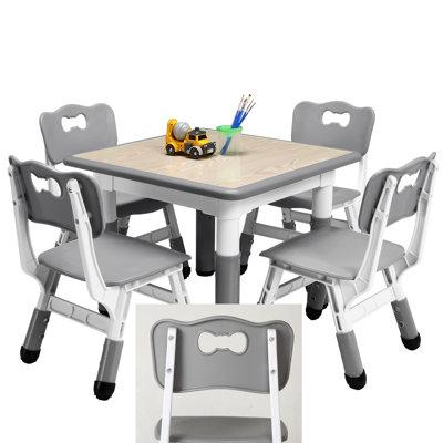 gaomon MDF Adjustable Square 4 Students Activity Table & Chairs Laminate | 25.59 W in | Wayfair ljh-PTO_0YUMKXX1