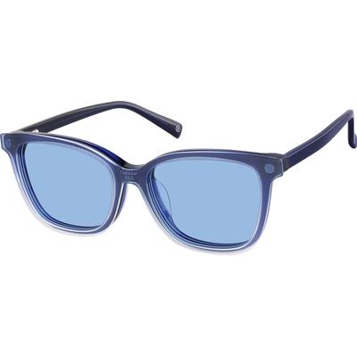 Zenni Women's Rectangle Prescription Glasses W  Snap-On Sunlens Blue Plastic Full Rim Frame