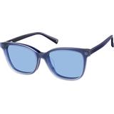 Zenni Women's Rectangle Prescription Glasses W/ Snap-On Sunlens Blue Plastic Full Rim Frame