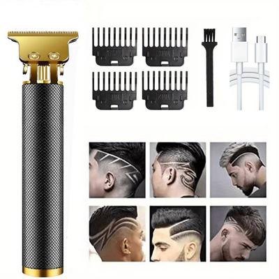 Cordless Rechargeable Hair Trimmer, Baldheaded Hair Clippers T-blade Hair Clipper For Men 0 Gapped Detail Beard Shaver Barbershop