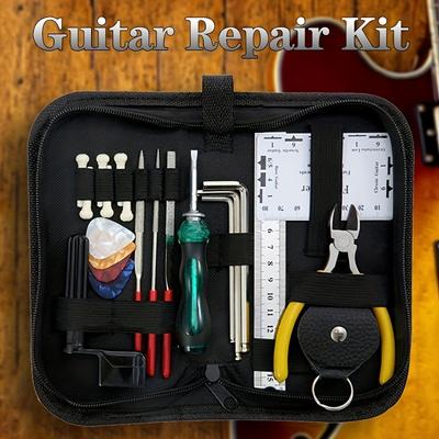 Complete Guitar Repair Kit - Includes String Changing Tool, Tuning Wrench, File, Ruler, And Accessory Bag - Perfect Gift For Musicians And Guitar Enthusiasts