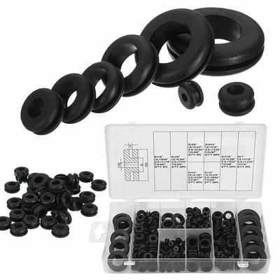 200pcs Wiring Blanking Grommet Rubber Gromets Open Closed Kit, Electrical Conductor Gasket Ring Set For Wire, Plug And Cable