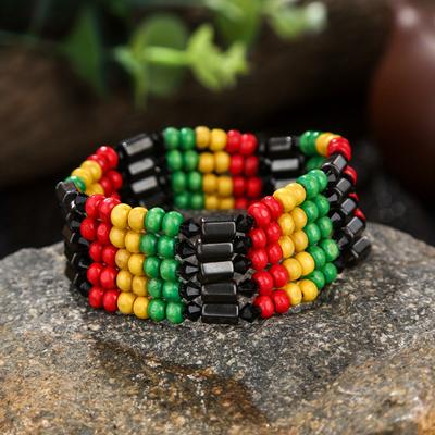 1pc Jamaican Wooden Bead Bracelet, Bohemian Natural Wooden Beads Bracelet, Magnetic Bracelet, Fashion Jewelry For Men And Women, Suitable For Travel/vacation/party/birthday Gift, Etc.
