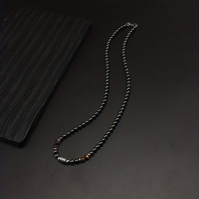 6mm Magnetic Black Gallstone Round Beads Tiger Eye Stone Stainless Steel Barrel Beads Necklace Necklace Jewelry For Men