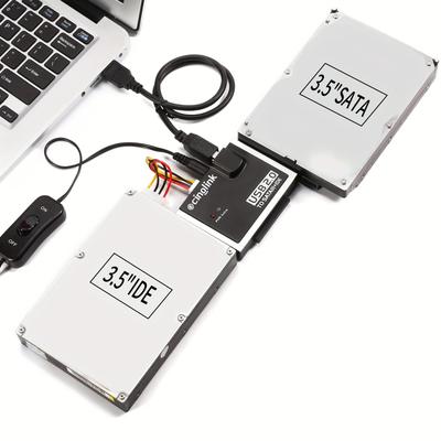 [us Plug] Hard Drive Reader Ide Sata Pata Usb 2.0 For Hard Drive Disk Hdd 2.5" 3.5" With External Ac Power Adapter