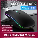 Wireless Mouse Rgb Rechargeable Mice Wireless Computer Mause Led Backlit Ergonomic Gaming Mouse For Pc Computer/laptop Windows/ios System With Led Color Light And Wireless 5.2