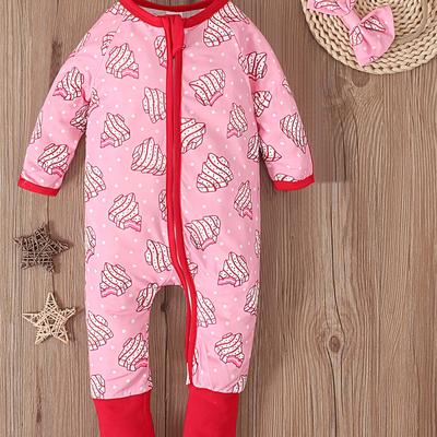 Girls And Children Spring And Autumn Long-sleeved Cartoon Christmas Pattern Jumpsuits Romper, Children's Clothing