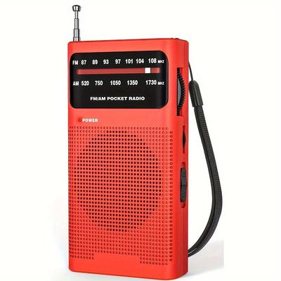 Am Fm Portable Radio, Transistor Radio With Loud Speaker, Headphone Jack, 2aa Battery Operated Radio For Long Range Reception, Portable Radio For Indoor, Outdoor And Emergency Use-red