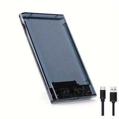 1pc Transparent Hdd Case, Hdd Enclosure 2.5 Ssd Sata To Usb 3.0 Type-c 3.1 Adapter External Hard Drive Box