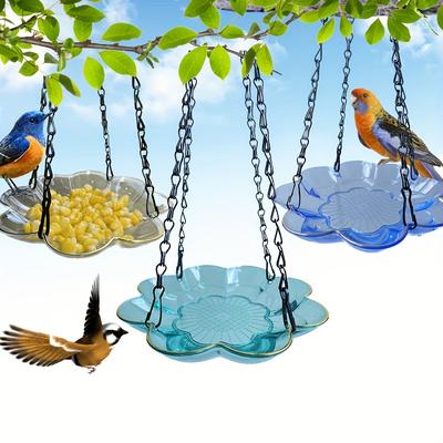 1pc Bird Feeder Tray, Hanging Bird Bathtub With Chain, Wild Bird Feeder Tray For Outdoor, Garden