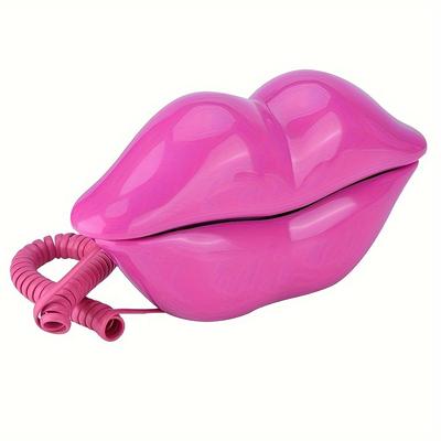 Landline Phones For Home, Pink Lip Telephone, Corded Phone For Decor, Retro House Phone, Analog Novelty Mouth Phone For Home/office/hotel/shops/party