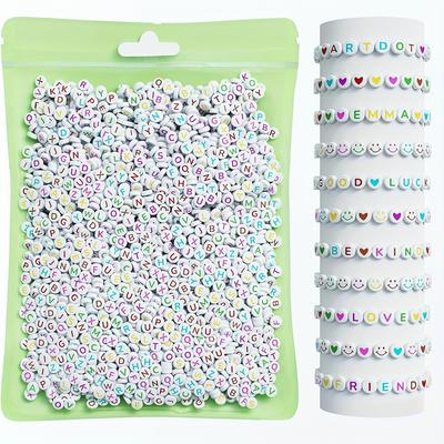 1000pcs/500pcs Letter Beads For Jewelry Making Kit, 26 Styles Assorted Alphabet Beads Colorful Preppy Beads For Teen Girl Gifts