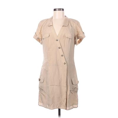 Laundry by Design Casual Dress - Shirtdress Collared Short Sleeve: Tan Dresses - Women's Size 6