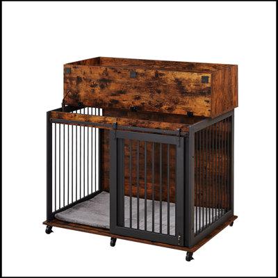 17 Stories Emmariah Manufactured Wood Pet Crate w/ 2 Doors in Black/Brown | 42.2 H x 43.7 W x 29.9 D in | Wayfair D3CE8A52C97D4D2A84216F19EEE5CDA8