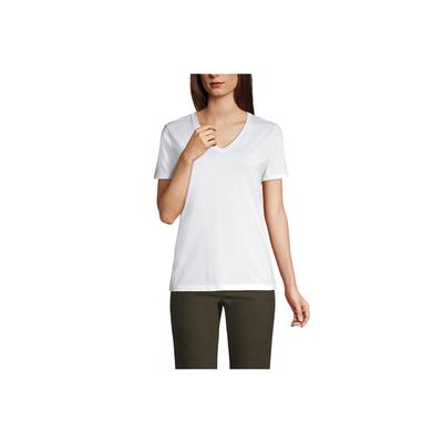 Women's Relaxed Supima Cotton Short Sleeve V-Neck T-Shirt - Lands' End - White - XL