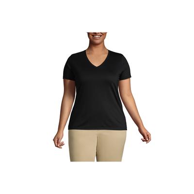Women's Plus Size Relaxed Supima Cotton Short Sleeve V-Neck T-Shirt - Lands' End - Black - 3X
