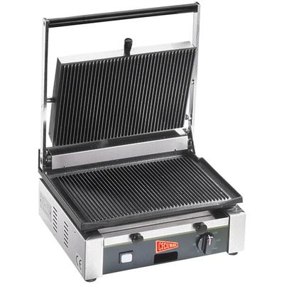 Cecilware TSG-1G Single Panini Sandwich Grill with Grooved Surfaces - 14 1/2" x 10" Cooking Surface - 120V, 1700W