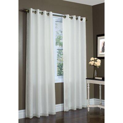 Thermalogic Galion Solid Color Semi-Sheer Thermal Grommet Single Curtain Panel Polyester in White/Brown | 72 H in | Wayfair 069556457485