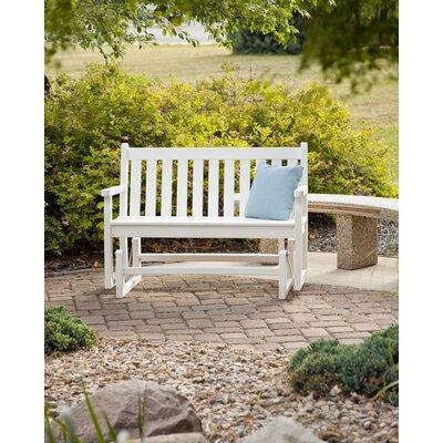 POLYWOOD® Traditional Garden Plastic Glider Bench Plastic in White, Size 34.0 H x 47.5 W x 24.25 D in | Wayfair TGG48WH