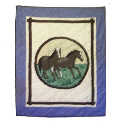 Patch Magic Horse Friends Cotton Crib Quilt 100% Cotton in Blue/White | 46 H x 36 W in | Wayfair QCHSFR