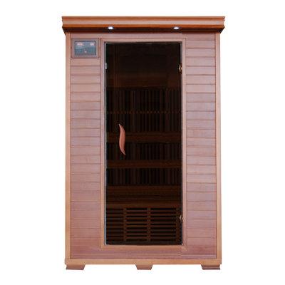 Heatwave 2-Person Cedar Infrared Sauna w/ 6 Carbon Heaters in Brown | 75 H x 39.5 W x 47.25 D in | Wayfair BSA1309