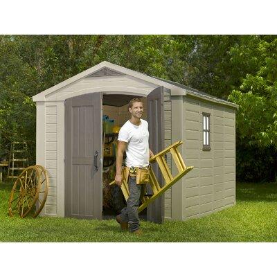 Keter Factor 8x11 ft. Resin Outdoor Storage Shed w/ Floor for Patio Furniture & Tools, Brown in Brown/Gray | 95.5 H x 96 W x 132 D in | Wayfair