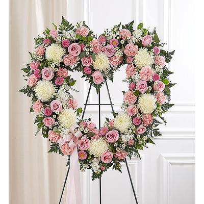 1-800-Flowers Flower Delivery Always Remember Floral Heart Tribute - Pink & White Always Remember Floral Heart Tribute- Pink