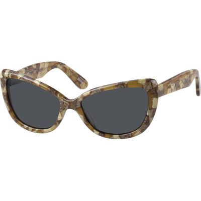 Zenni Women's Cat-Eye Sunglasses Brown Plastic Full Rim Frame