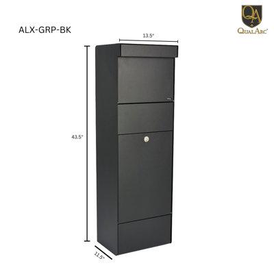 Qualarc Allux Steel 1 Unit Parcel Locker Steel in Black/Gray | 43.5 H x 13.5 W x 11 D in | Wayfair ALX-GRP-BK