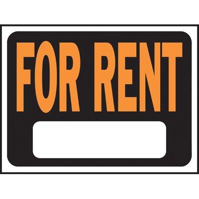 Hy-Ko For Rent Sign Plastic in Orange, Size 0.02 H x 12.0 W x 9.0 D in | Wayfair 3005