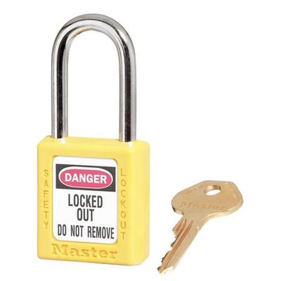 MASTER LOCK 410YLW Zenex Thermoplastic Safety Padlock, 1-1/2 in Wide with 1-1/2
