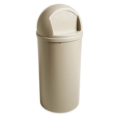 RUBBERMAID COMMERCIAL FG817088BEIG 25 gal Round Trash Can, Beige, 18 in Dia,