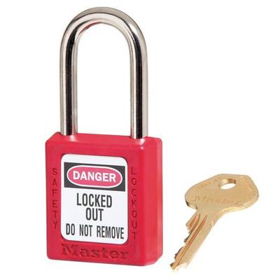 MASTER LOCK 410RED Lockout Padlock, Keyed Different, Thermoplastic, 1 1/2 in