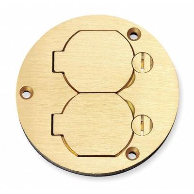 HUBBELL WIRING DEVICE-KELLEMS S3925 2-Gang Round Floor Box Cover Brass